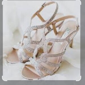 INC International Concepts Rhinestone Strappy Heels - Cream